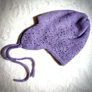 Purple Knit Wool Women/Teen Girls Beanie with Rhinestones